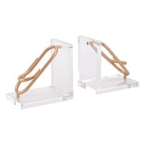 Zuo Modern A11003 Clips Acrylic and Steel Bookends 842896124367  292661768240